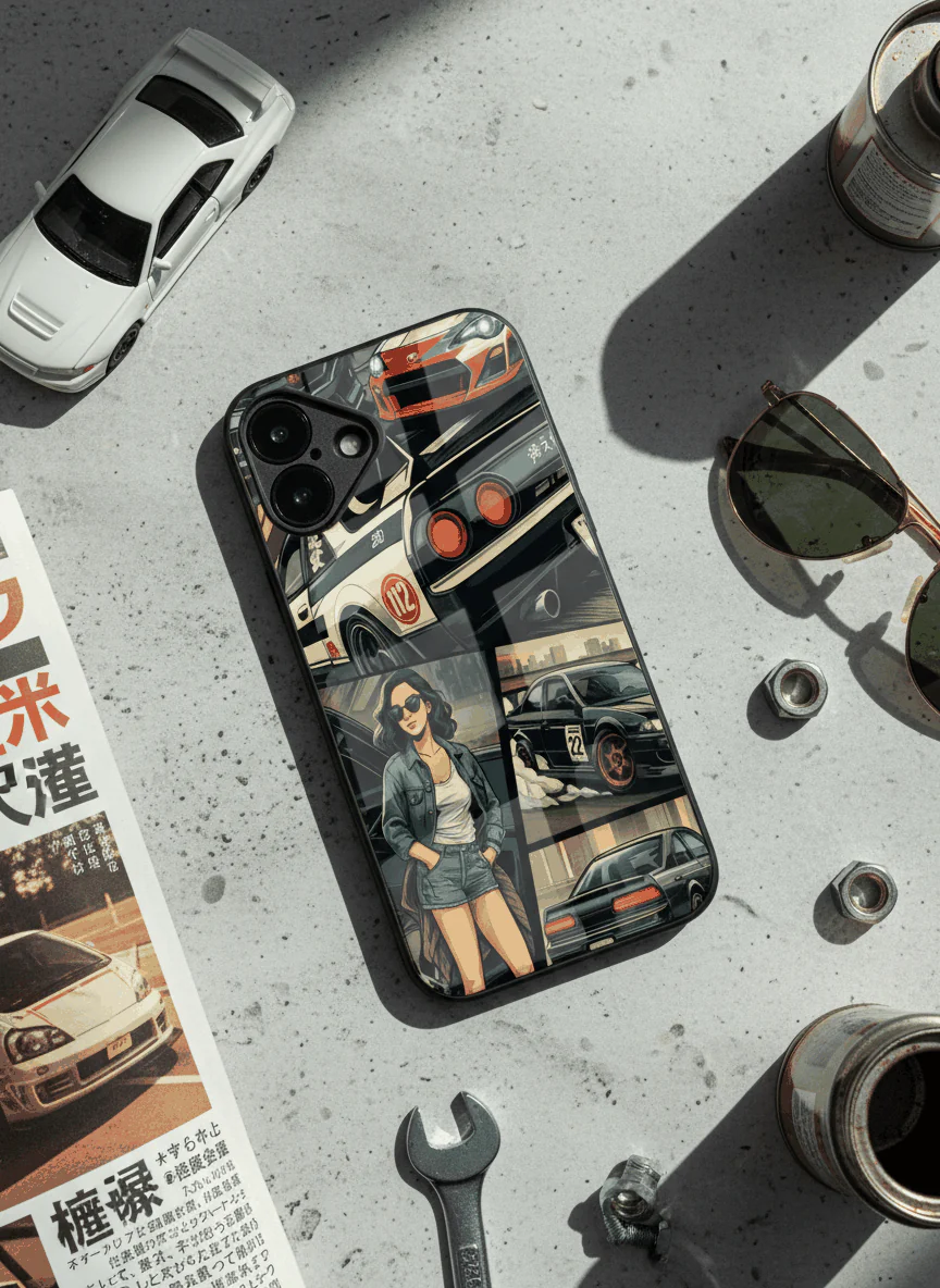 Drag Cars Premium Glass Back Cover For iPhone 11-17 Models - Image 11