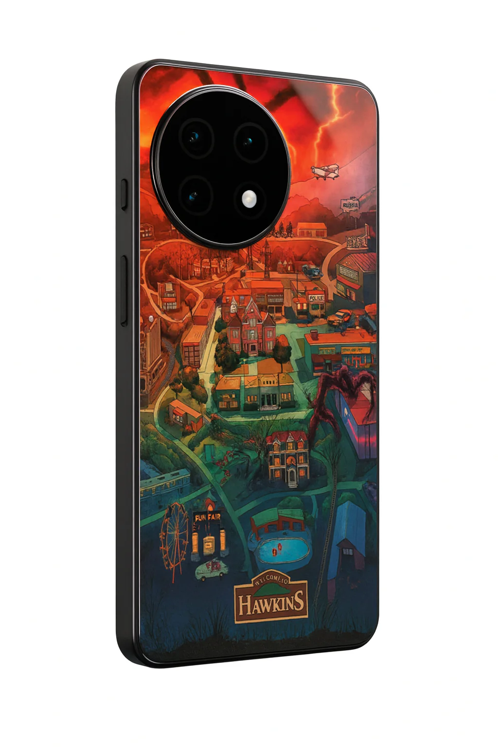 STRANGER THINGS- Hawkins Cinematic Map Premium Glass Back Cover For One Plus 13, 12, 11, 10, Nord Series - Image 7