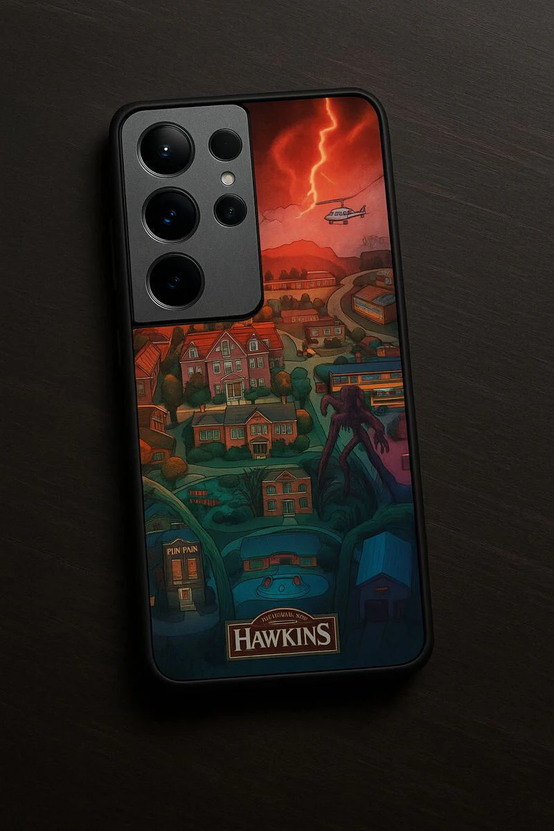 STRANGER THINGS- Hawkins Cinematic Map Premium Glass Back Cover For Galaxy S, A, M & F Series - Image 5
